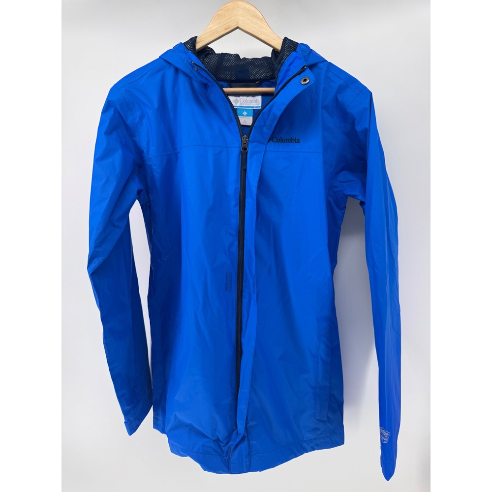 Columbia Rain Jacket Kids XL Blue Excellent Omni-Tech Waterproof Hooded Coat